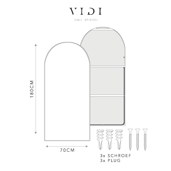 VIDI Dali - Staande Ovale Passpiegel - 80 x 160 cm - Staand & Hangend - Afbeelding 9