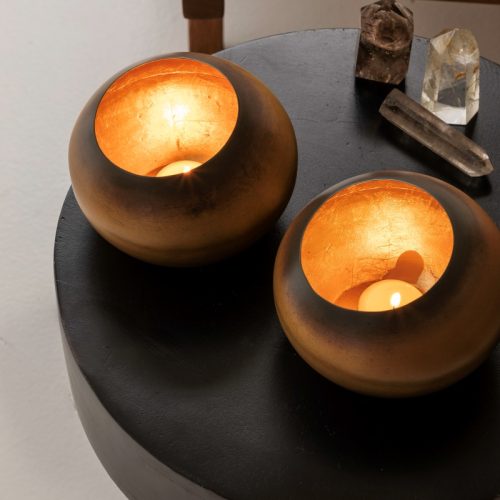 VIDI Cuore di Vaniglia - Waxinelichthouders Set van 2 - Goud/Zilver - Luxe Theelichthouders