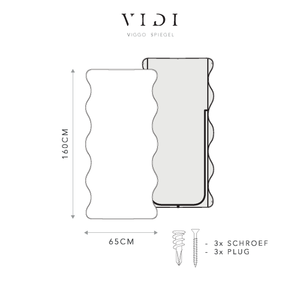 VIDI Viggo - Asymmetrische Spiegel - 65 x 160 cm - Staand & Hangend - Afbeelding 10