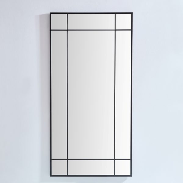 VIDI Elyse – Grote Spiegel met Zwart Raster – 90 x 180 cm – Staal