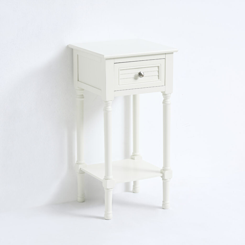 VIDI Vika – Nachtkastje – Bijzettafel – 36 x 34 x 72 cm – Hout – Wit
