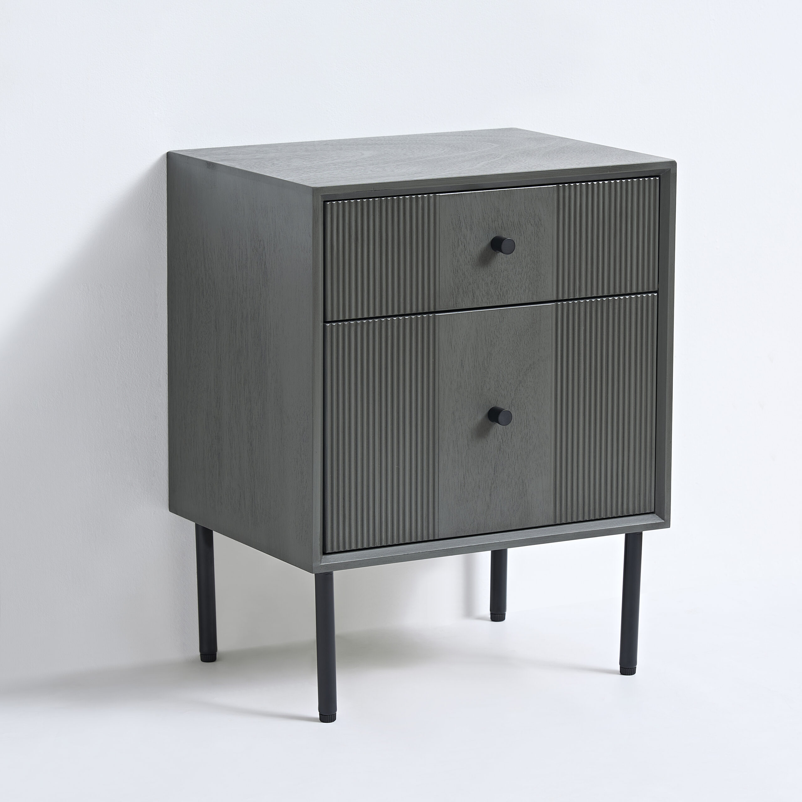 VIDI Skærm - Ladekast met 2 laden - Nachtkastje - 43 x 33 x 54.5 cm - Hout - Donkergrijs - Image 3