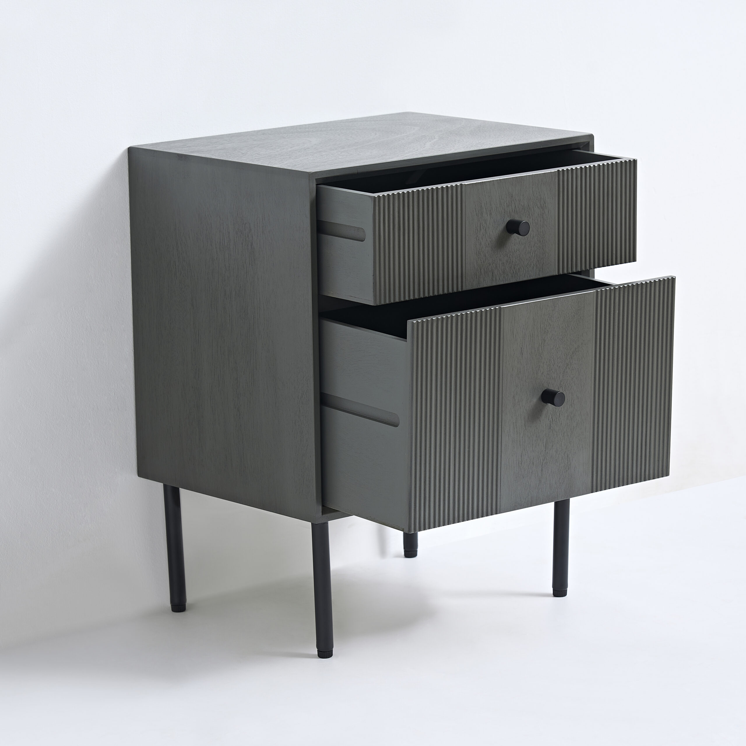 VIDI Skærm - Ladekast met 2 laden - Nachtkastje - 43 x 33 x 54.5 cm - Hout - Donkergrijs - Image 5