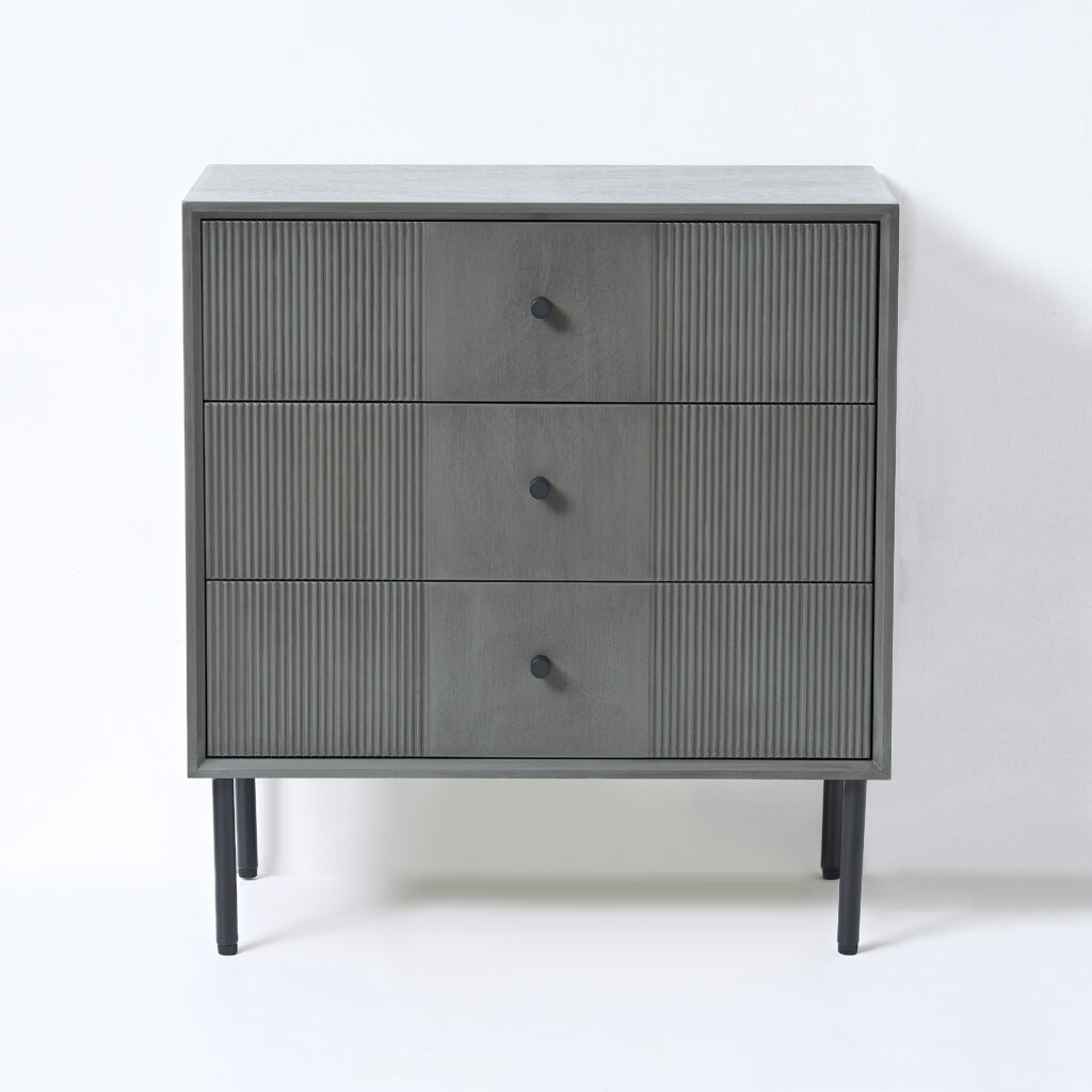 VIDI Gravur – Ladekastje met 3 laden – Bijzettafel – 61 x 33 x 66 cm – Grijs