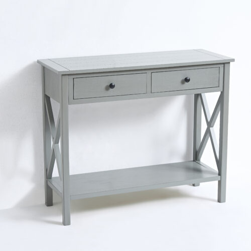 VIDI Lund - Sidetable - Consoletafel - Hout - Lichtgrijs - 91 x 35 x 75 cm