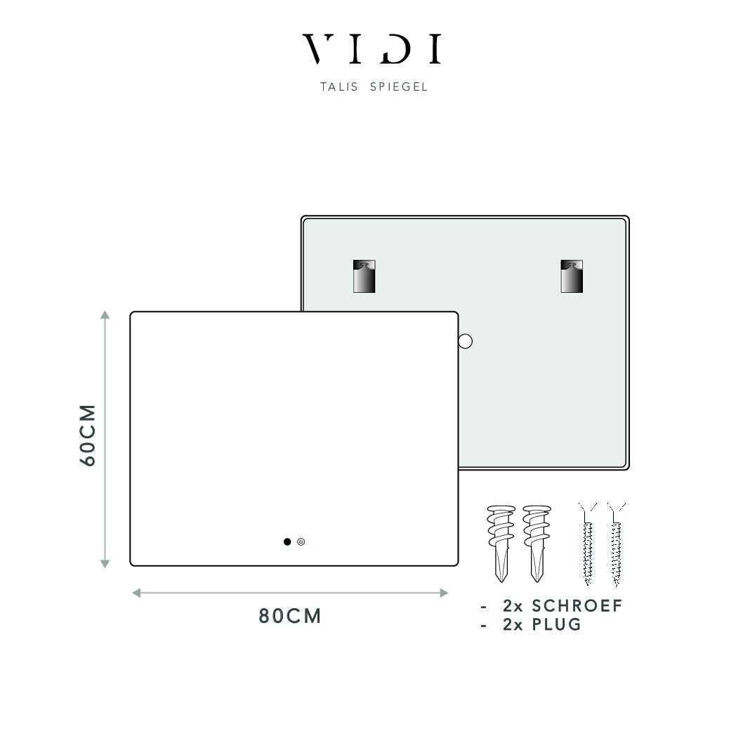 VIDI TALIS - LED Badkamerspiegel 80×60 - Anti-Condens & 3 Lichtkleuren - Image 14